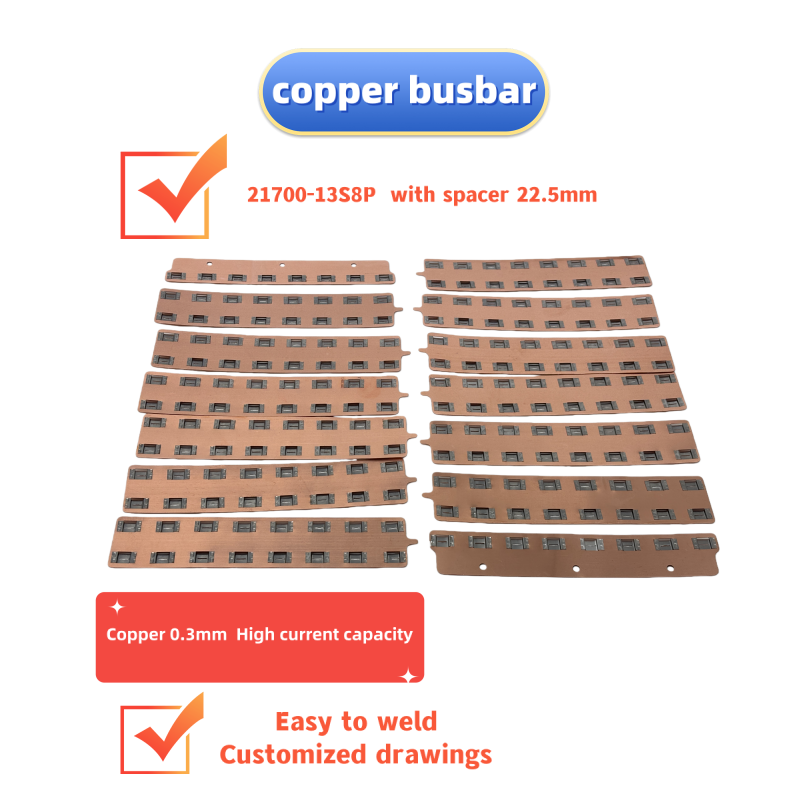 Bus Bar Copper - บัสบาร์ทองแดง 21700-13S8P สำหรับแบตเตอรี่ลิเธียมจักรยานไฟฟ้า วัสดุทองแดง-นิกเกิลเคลือบ หนา 0.3