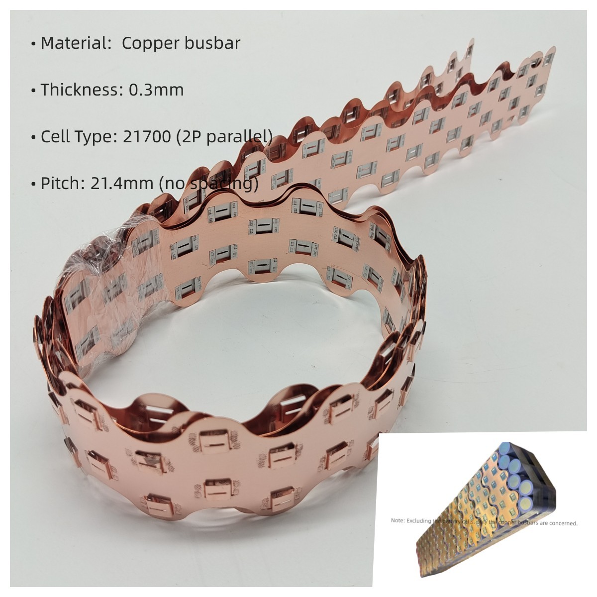Bus Bar Copper - Wellgo ชุดแบตเตอรี่บัสบาร์ขนาดระยะห่าง22.5มม. ความยาว2P ทองแดง21700ทองแดงความยาว800มม. ความหนาของทองแดงสีแดงขนาด0.3มม.