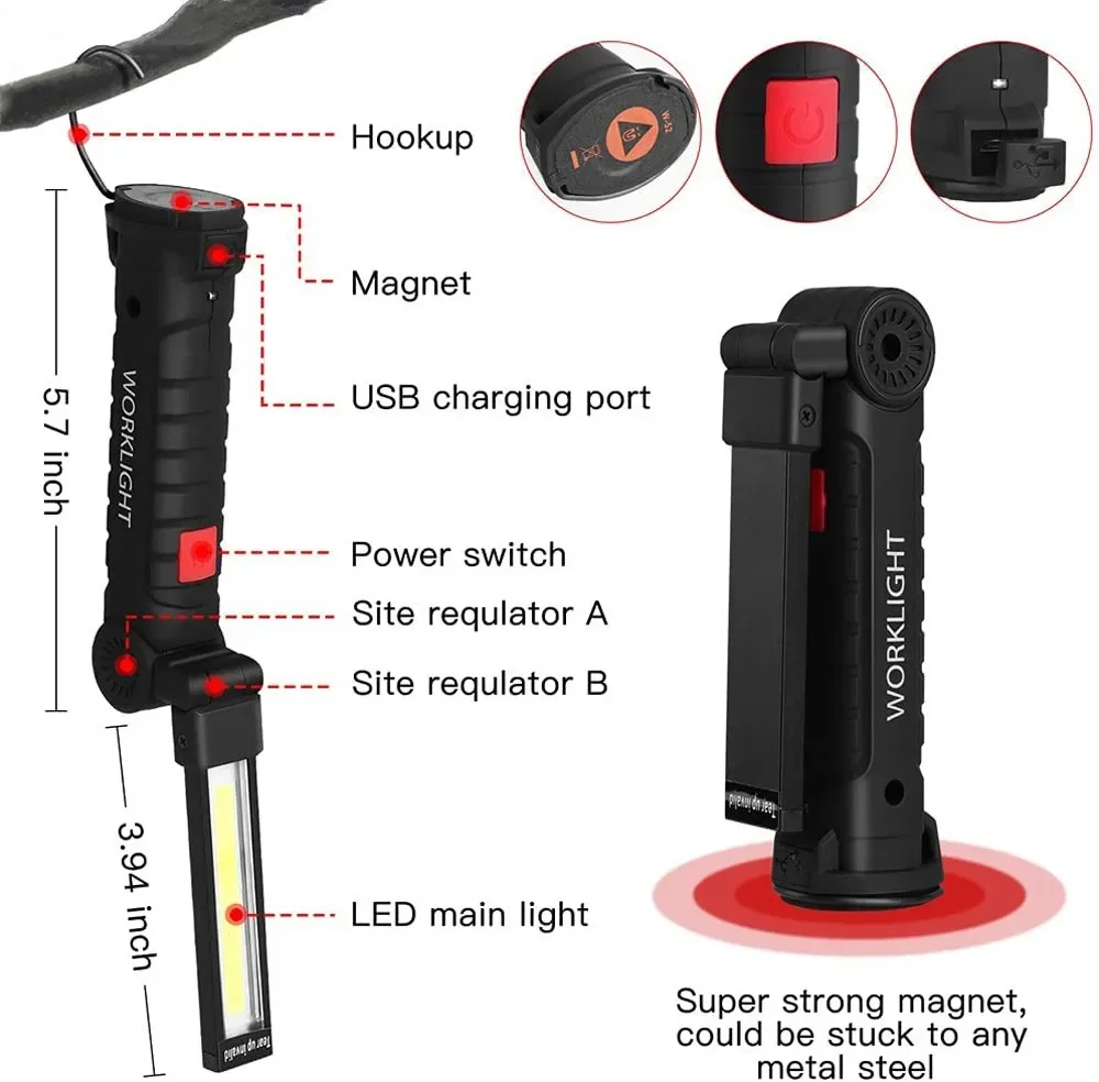 แบบพกพา COB ไฟฉาย LED USB ชาร์ - Renewable Energy Battery บทวิจารณ์และราคา